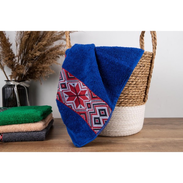 Фото - Рушник для обличчя GM Textile махровий синій Єдність 50х90