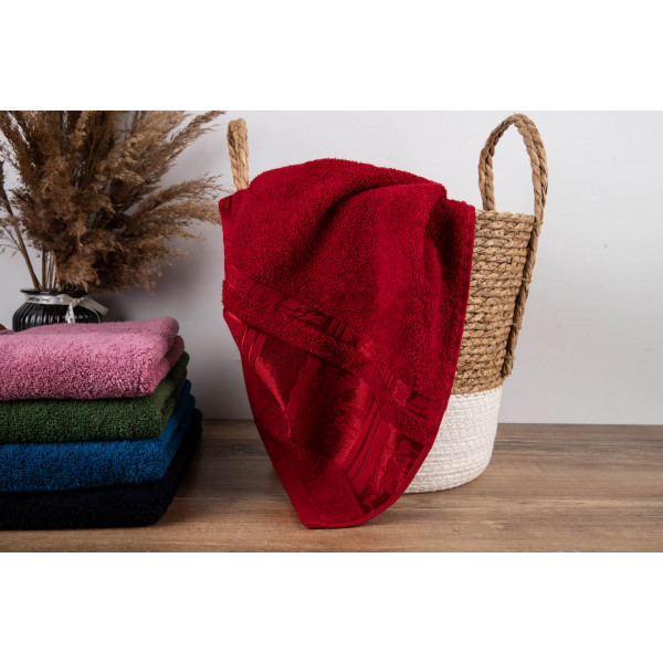 Фото - Рушник для обличчя GM Textile махровий червоний бамбук 50x90