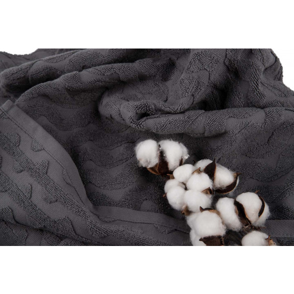 Фото - Полотенце банное GM Textile махровое жаккардовое серый (зигзаг) 70х140