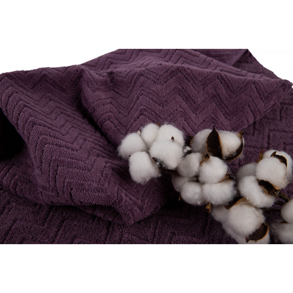 Фото - Рушник банний GM Textile махровий жакардовий велюр темно-фіолетовий 70х140