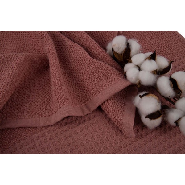 Фото - Рушник для обличчя GM Textile махровий вафельний бордюр світло-теракотовий 50х90