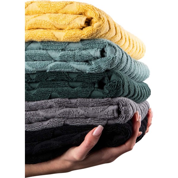 Фото - Полотенце банное GM Textile махровое жаккардовое черный (зигзаг) 100х150
