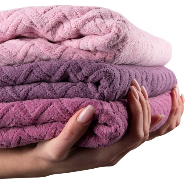 Фото - Рушник банний GM Textile махровий жакардовий велюр темно-фіолетовий 70х140