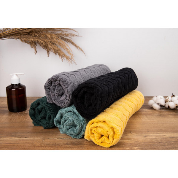 Фото - Полотенце для лица GM Textile махровое жаккардовое черный (зигзаг) 50х90