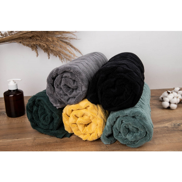 Фото - Полотенце банное GM Textile махровое жаккардовое серый (зигзаг) 70х140