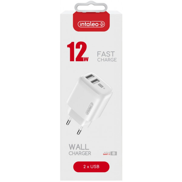 Фото - Сетевое зарядное устройство Intaleo 12W Fast Charge 2USB 2.4A TCG242 (1283126578281)