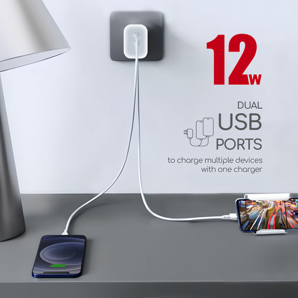 Фото - Сетевое зарядное устройство Intaleo 12W Fast Charge 2USB 2.4A TCG242 (1283126578281)