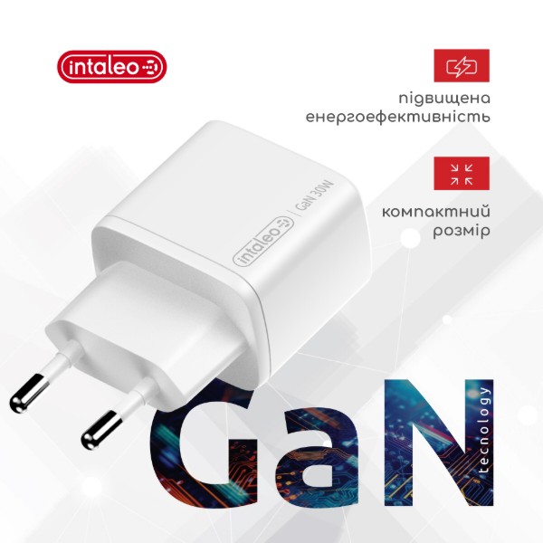 Фото - Мережевий зарядний пристрій Intaleo 30W GAN USB-C PD+USB-A QC 3.0 TCG30GAN (1283126578274)