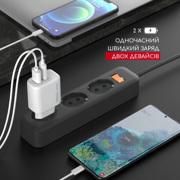 Фото - Мережевий зарядний пристрій Intaleo 30W GAN USB-C PD+USB-A QC 3.0 TCG30GAN (1283126578274)