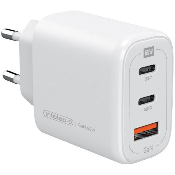 Фото - Мережевий зарядний пристрій Intaleo 65W GAN 2USB-C PD+USB-A QC 3.0 TCG65GAN (1283126559525)