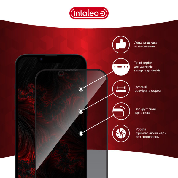 Фото - Захисне скло для смартфону Intaleo Privacy for Apple iPhone 14 / iPhone 13 / iPhone 13 Pro / iPhone 16e / iPhone 17e Black (1283126591952)