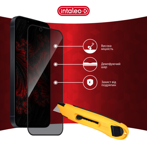 Фото - Захисне скло для смартфону Intaleo Privacy for Apple iPhone 14 / iPhone 13 / iPhone 13 Pro / iPhone 16e / iPhone 17e Black (1283126591952)