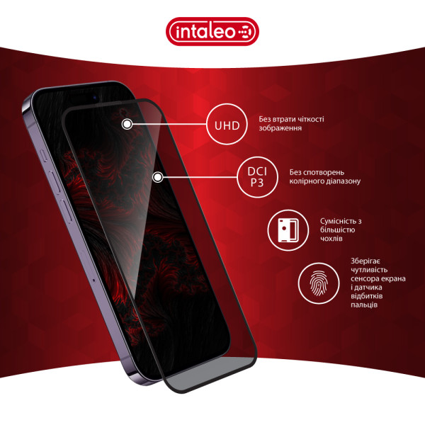 Фото - Захисне скло для смартфону Intaleo Privacy for Apple iPhone 14 PRO Black (1283126591969)