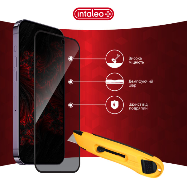 Фото - Захисне скло для смартфону Intaleo Privacy for Apple iPhone 14 PRO Black (1283126591969)