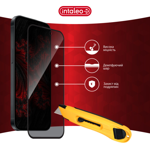 Фото - Защитное стекло для смартфона Intaleo Privacy for Apple iPhone 15 / iPhone 16 Black (1283126591983)