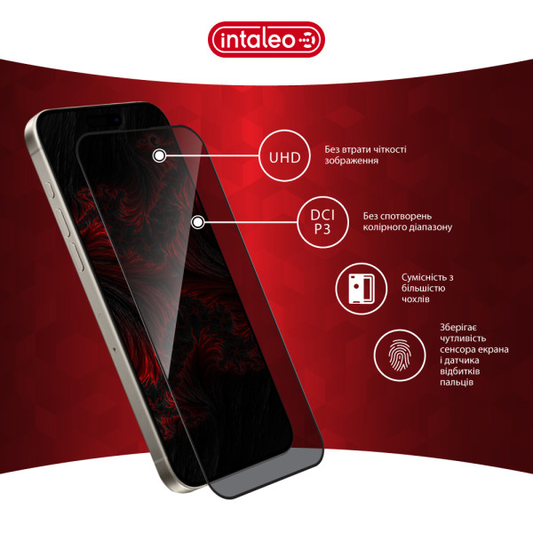 Фото - Захисне скло для смартфону Intaleo Privacy for Apple iPhone 15 PRO Black (1283126591990)