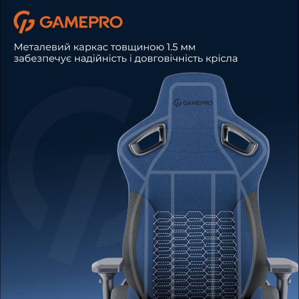 Фото - Крісло для геймерів GamePro Size XL Fabric Dark Blue (GC900DB)