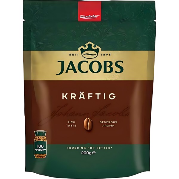 Фото - Кофе растворимый Jacobs Kraftig 200г Фото - Кофе растворимый Jacobs Kraftig 200г