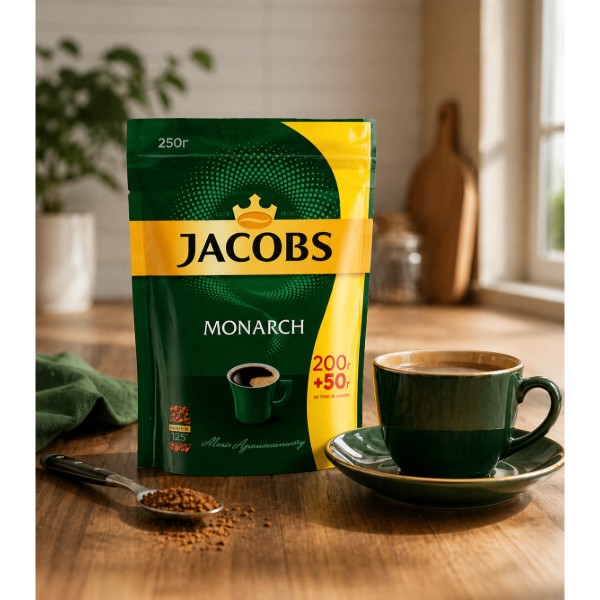 Фото - Кофе растворимый Jacobs Monarch (200+50) 250г