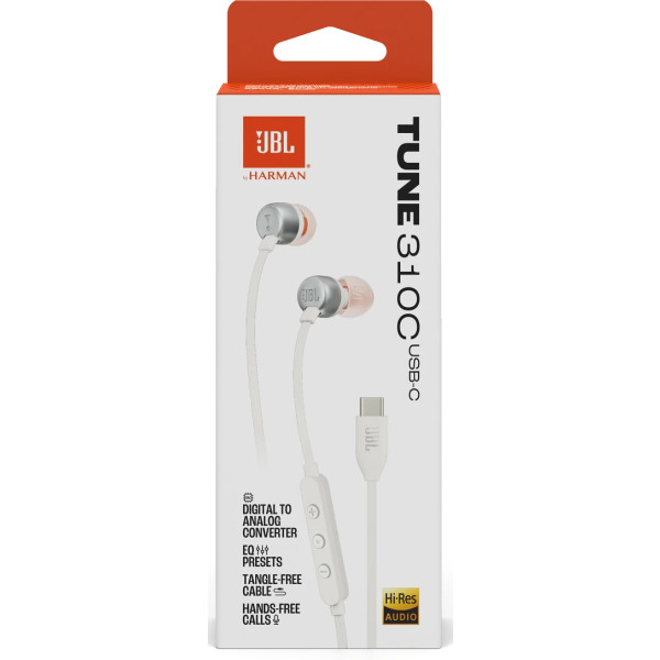Фото - Навушники вкладиші дротові JBL Tune 310C USB-C White (JBLT310CWHT)