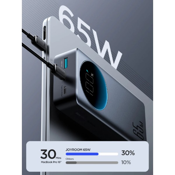 Фото - Батарея мобільна Joyroom 30000mAh 65W USB-A QC3.0 Black (JR-PBF05)