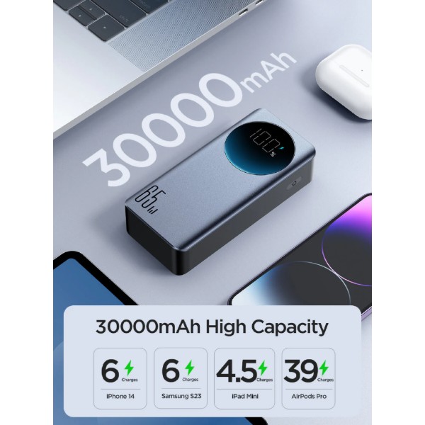 Фото - Батарея мобільна Joyroom 30000mAh 65W USB-A QC3.0 Black (JR-PBF05)