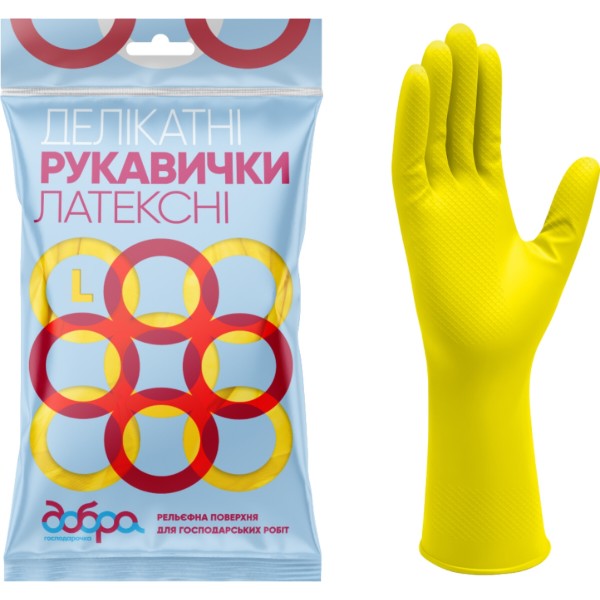 Фото - Перчатки латексные Добра господарочка  деликатные размер L (4820086521987)