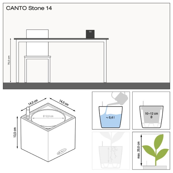 Фото - Вазон Lechuza Canto Stone 14 графитово-черный 13472
