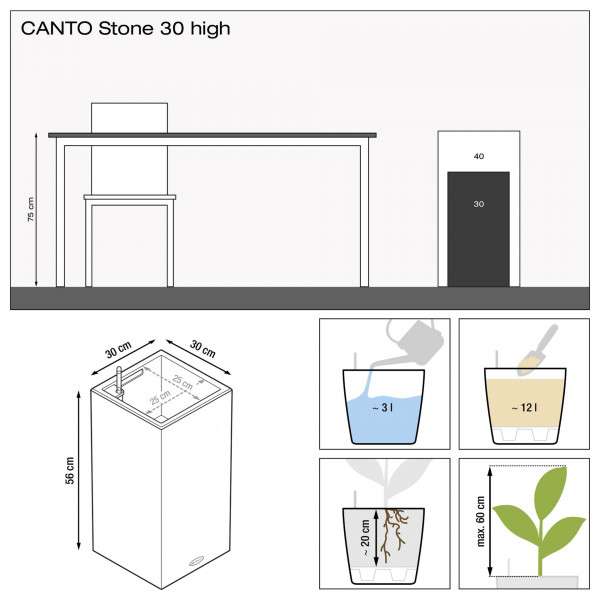 Фото - Вазон Lechuza CANTO Stone 30 high кварцовий білий 13607