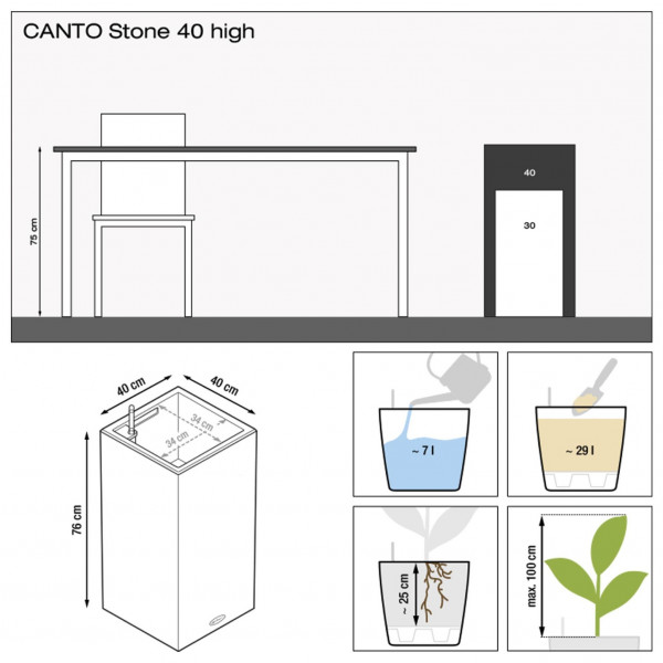 Фото - Вазон Lechuza Canto Stone High 40 графитово-черный 13622