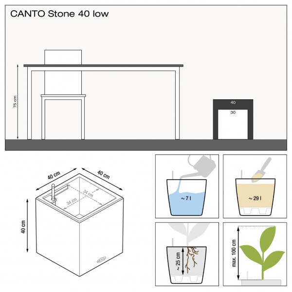 Фото - Вазон Lechuza Canto Stone Low 40 графитово-черный 13722