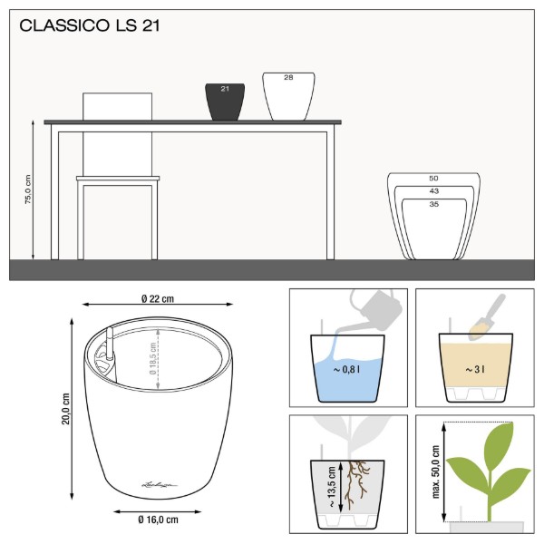 Фото - Вазон Lechuza Classico Premium LS 21 антрацит 16023
