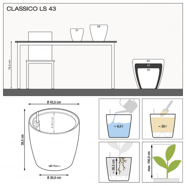 Фото - Вазон Lechuza Classico Premium LS 43 d43xh40 Антрацит 16083