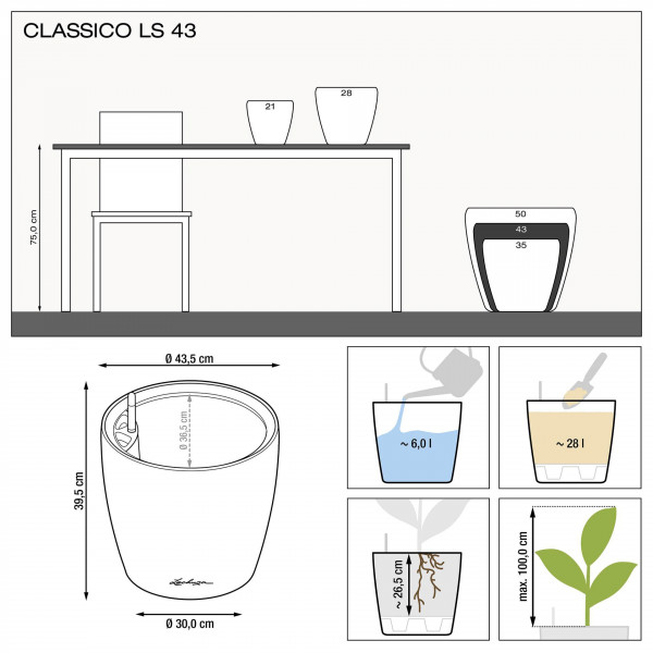 Фото - Вазон Lechuza Classico Premium LS 43 d43xh40 Белый 16080