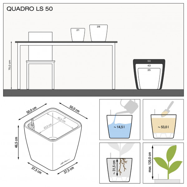 Фото - Вазон Lechuza Quadro Premium LS 50 Черный 16289