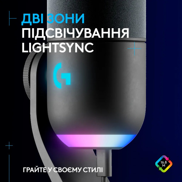 Фото - Микрофон для компьютера проводной Logitech G Yeti GX Dynamic RGB Gaming Mic with Lightsync Black (988-000569)