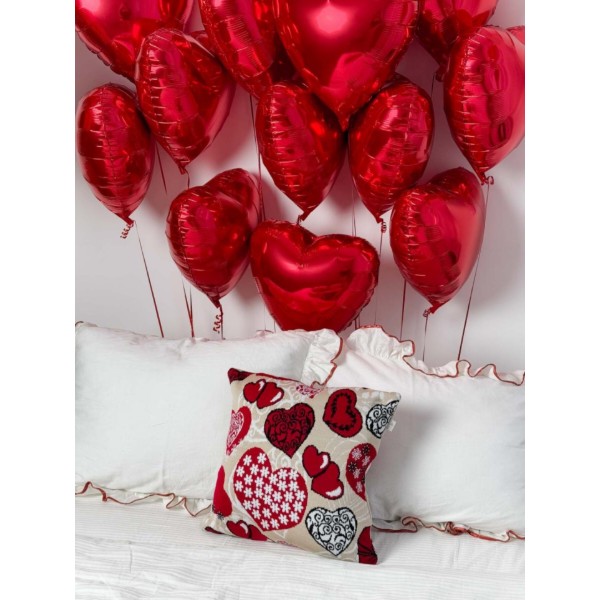 Фото - Подушка декоративная Прованс вязаная Сердца LOVE 45х45 см (039341)
