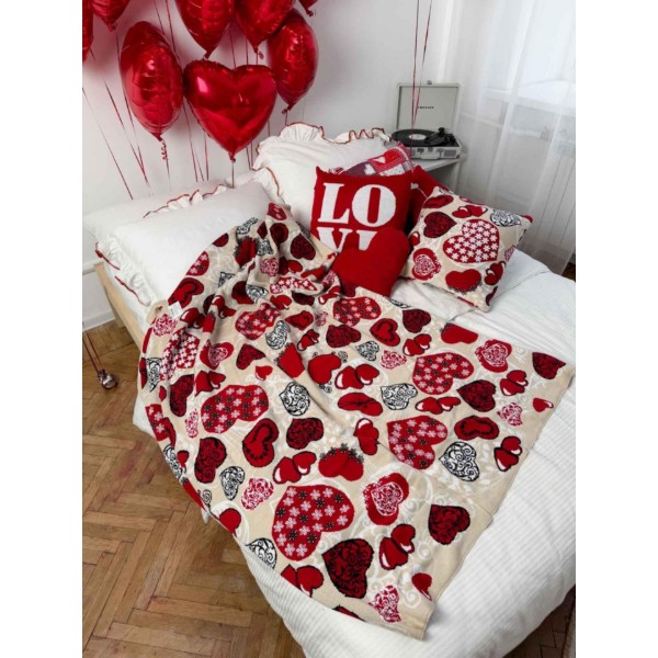 Фото - Подушка декоративная Прованс вязаная Сердца LOVE 45х45 см (039341)