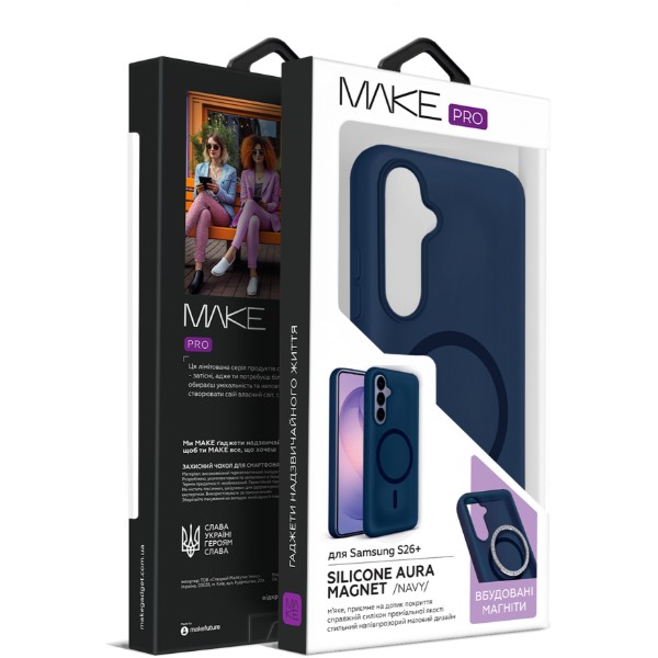 Фото - Чохол для смартфону MAKE Silicone Aura Magnet for Samsung S26 Plus, Navy (MCLAM-SS26PNV)