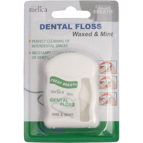 Фото - Зубна нитка Melica з воском та м'ятою 50 м (4770416002481) Фото - Зубна нитка Melica з воском та м'ятою 50 м (4770416002481)