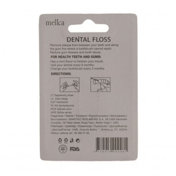 Фото - Зубна нитка Melica з воском та м'ятою 50 м (4770416002481)