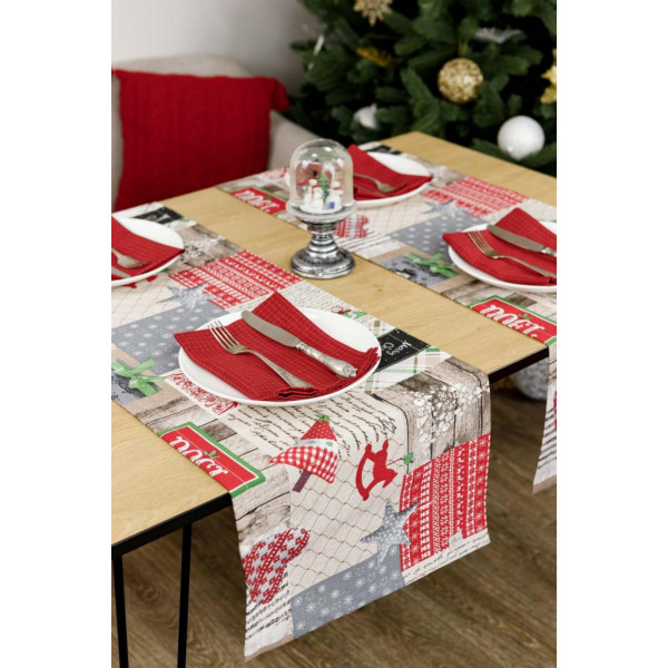 Фото - Серветка для сервірування Прованс набір Merry Christmas червоний 35х45 см (035087)