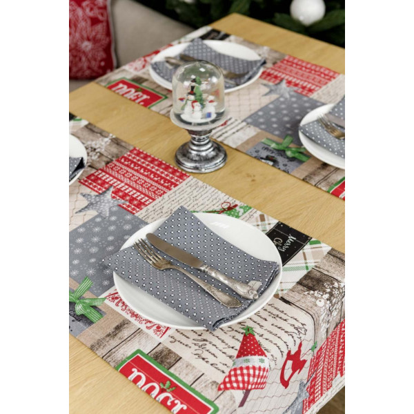 Фото - Серветка для сервірування Прованс набір Merry Christmas сірий 35х45 см (035088)