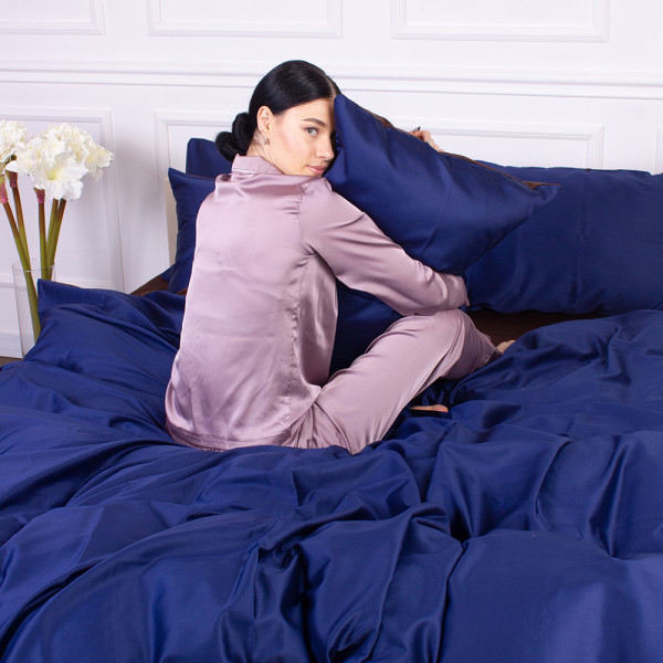 Фото - Комплект постільної білизни MirSon Сатин Azure 0211+4052 143х210 см (2200000689276)