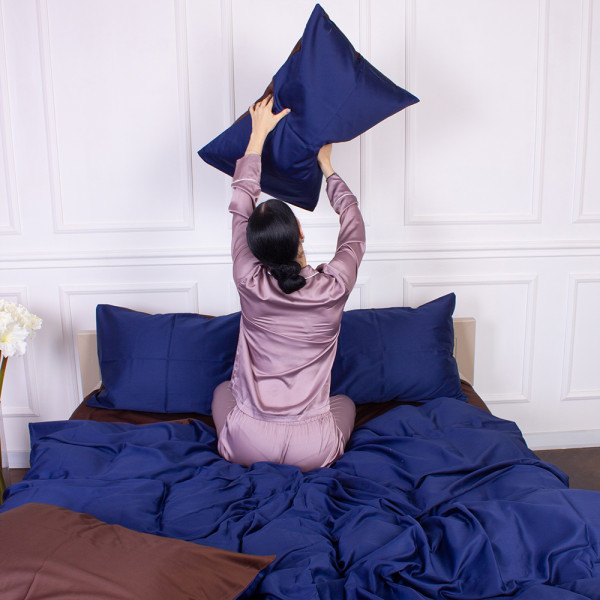 Фото - Комплект постільної білизни MirSon Сатин Azure 0211+4052 143х210 см (2200000689276)