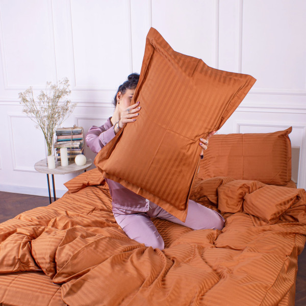 Фото - Комплект постільної білизни дитячий MirSon Satin Stripe 30-0005 Brown 110х140 (2200005246092)