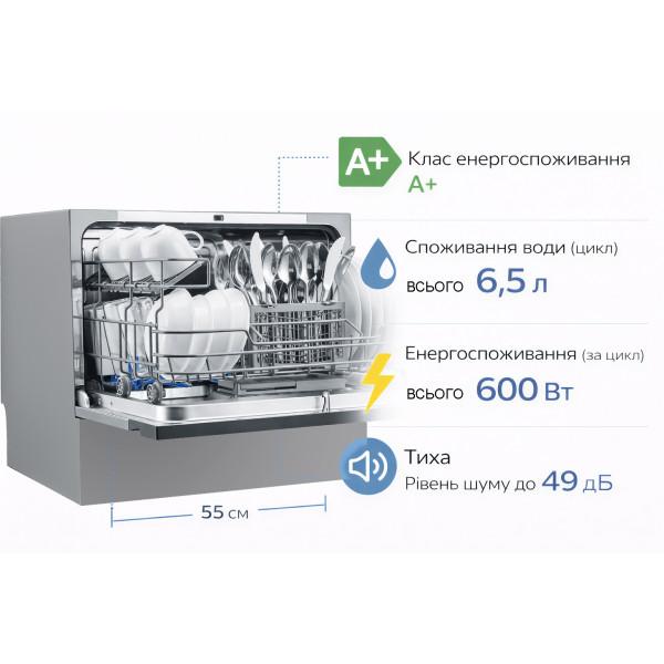 Фото - Посудомийна машина Midea MCFD55S460Si