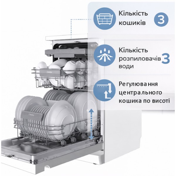 Фото - Посудомийна машина окремостояча Midea MFD45S160Wi