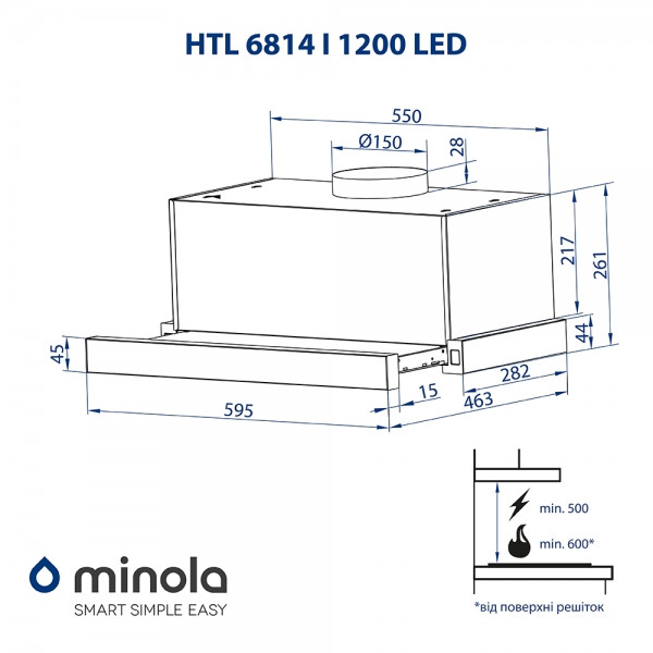 Фото - Вытяжка встраиваемая Minola HTL 6814 WH 1200 LED