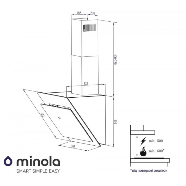 Фото - Вытяжка декоративная Minola HVS 6622 BL 1000 LED